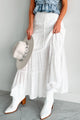 Simply Content Tiered Maxi Skirt (White) - NanaMacs