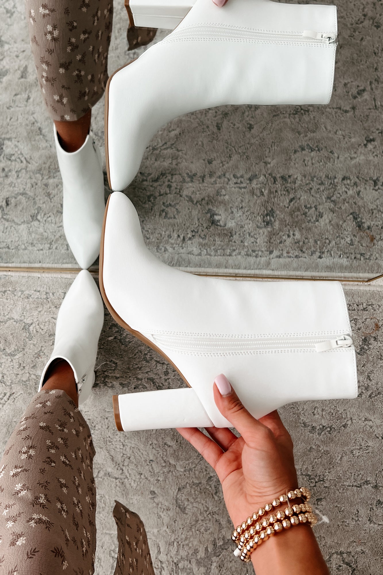 Prep In My Step Faux Leather Booties (White) - NanaMacs