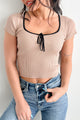 Young & In Love Ribbed Square Neck Crop Top (Khaki) - NanaMacs