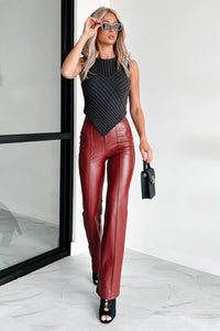 Style Sensation Faux Leather Pants (Burgundy) - NanaMacs