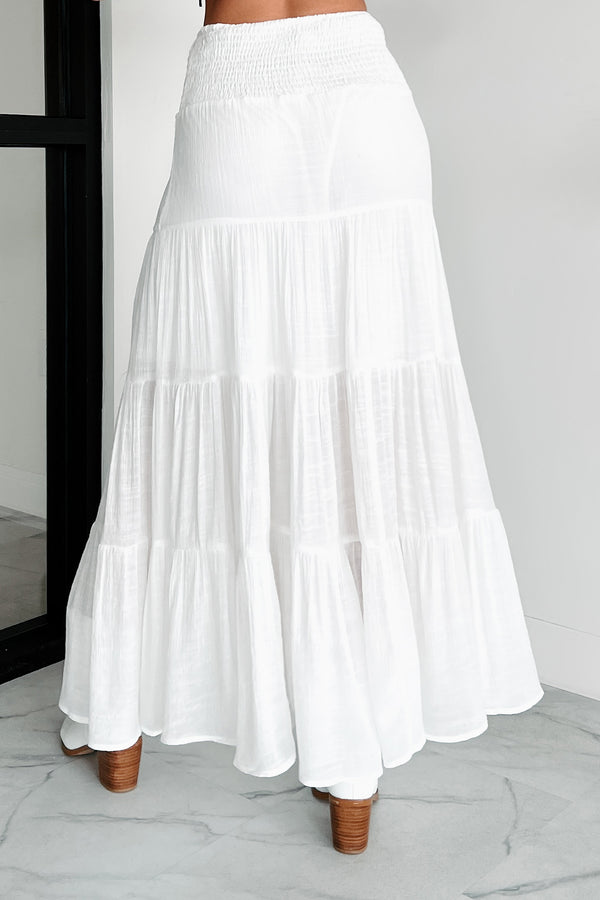 Simply Content Tiered Maxi Skirt (White) - NanaMacs