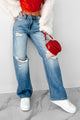 Raphael Mid-Rise Distressed Sneak Peek Straight Leg Jeans (Medium) - NanaMacs