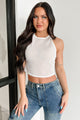 Boho Dreaming Lattice Mesh Crop Tank (White) - NanaMacs