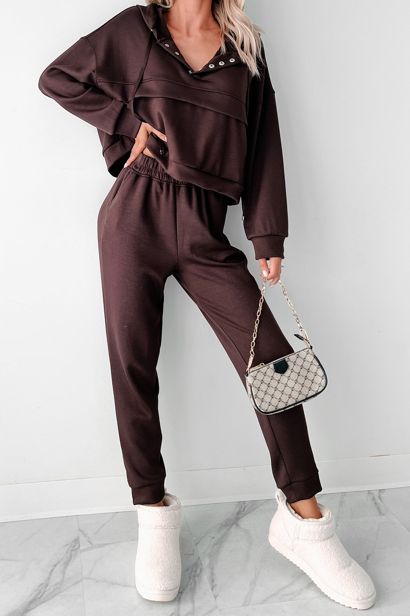 Cool As A Cucumber Hoodie & Sweatpants Set (Chocolate) - NanaMacs