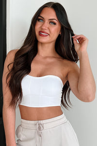 Highlight Of The Night Seamless Padded Bandeau Top (White) - NanaMacs