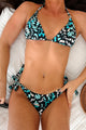 Summer Sirens Spotted Triangle Tie Bikini Set (Black/Blue) - NanaMacs