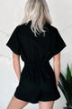 Ease My Mind Button Front Linen Romper (Black) - NanaMacs