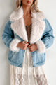 Furever Feeling Faux Fur Denim Jacket (Denim) - NanaMacs