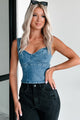 Born With Charm Denim Tank Top (Dark Denim) - NanaMacs