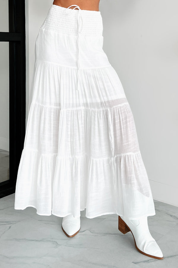 Simply Content Tiered Maxi Skirt (White) - NanaMacs