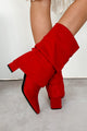 Larsa Suede Fold Over Mid Calf Boots (Red) - NanaMacs