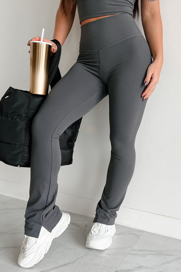 Good Habits Slim Flare Leggings (Charcoal) - NanaMacs