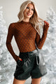 My Vibe Is Expensive Diamond Net Rhinestone Mesh Bodysuit (Brown) - NanaMacs