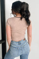 Young & In Love Ribbed Square Neck Crop Top (Khaki) - NanaMacs