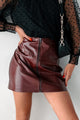 Devoted To Fashion Faux Leather Mini Skirt (Burgundy) - NanaMacs