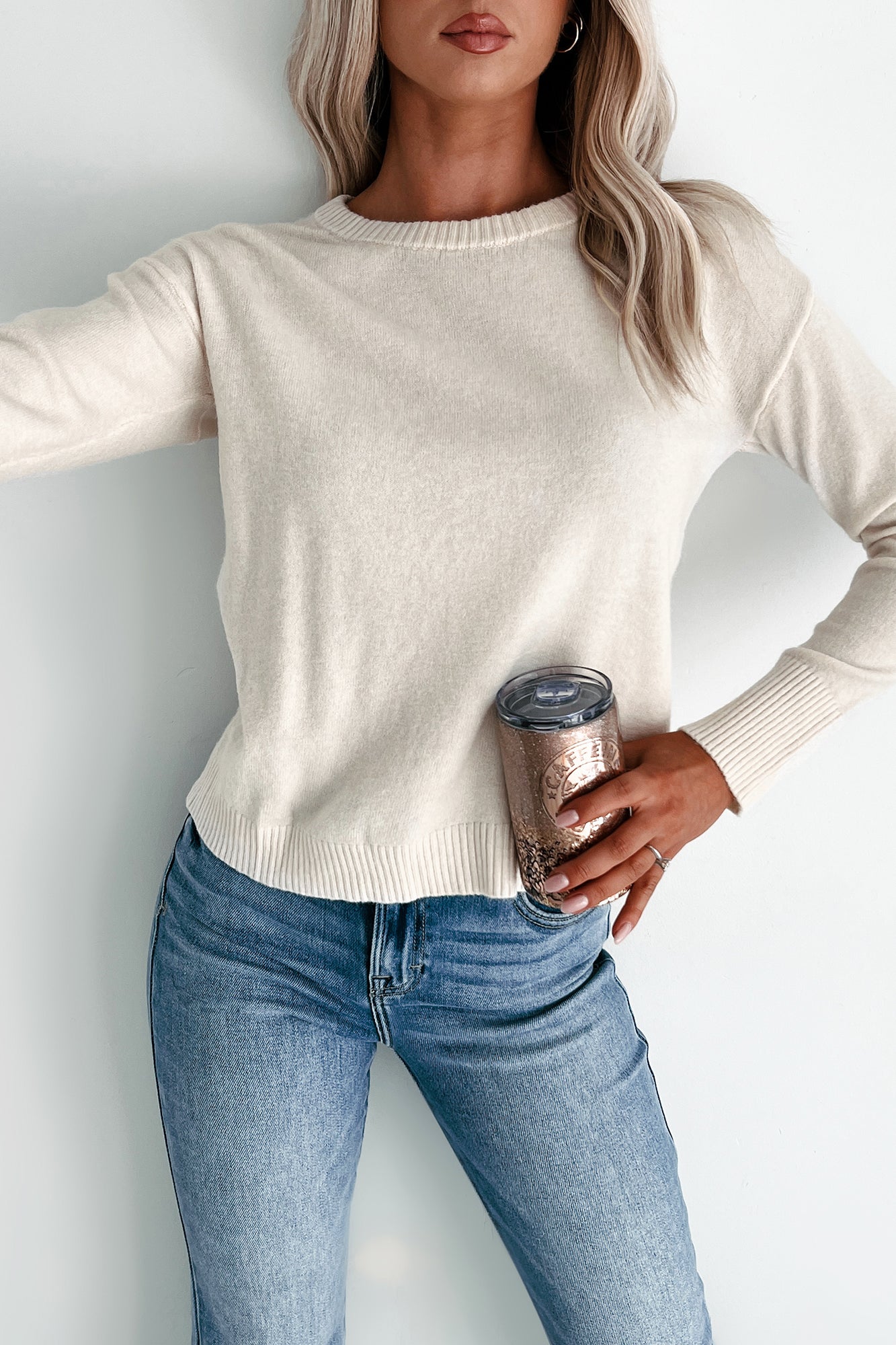 Plain Optimism Cashmere Blend Sweater (Cream) - NanaMacs