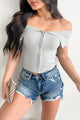 Relaxed Yet Refined Off Shoulder Zip-Up Top (Heather Grey) - NanaMacs