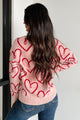 My One True Love Heart Print Sweater (Blush/Red) - NanaMacs