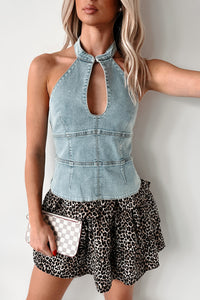 Heartbreak Hottie Denim Halter Top (Denim) - NanaMacs