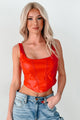 Bringing The Vibes Faux Leather Corset Top (Red) - NanaMacs