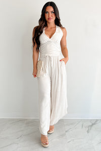 Breezy Hour High Rise Linen Pants (Oat) - NanaMacs