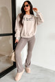 Slowing It Down Plaid "Cozy" Sweatshirt (Taupe) - NanaMacs