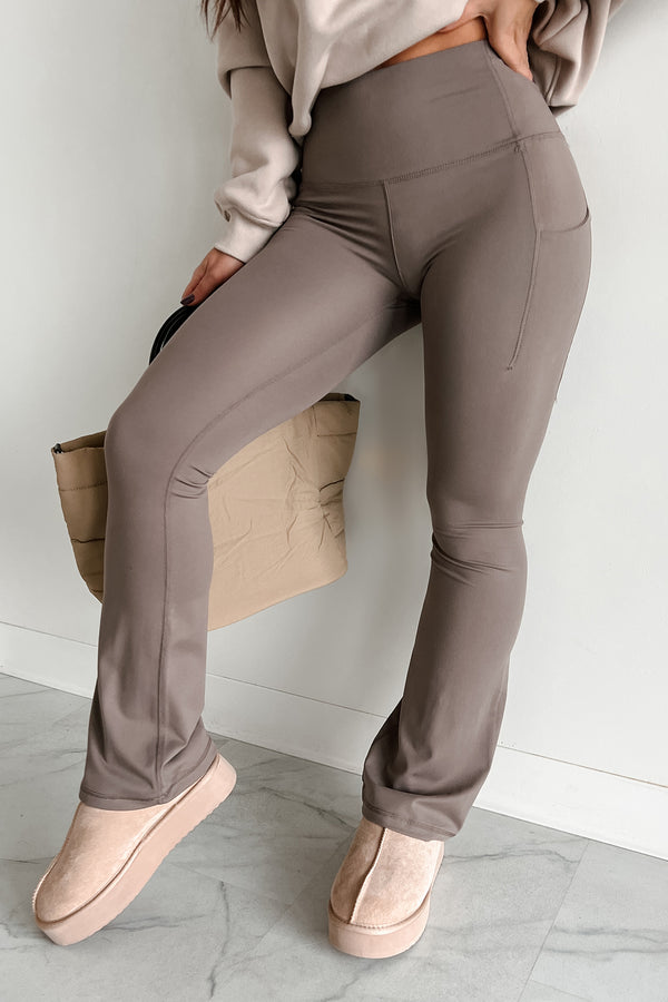 Mindful Movement Flared Pocket Leggings (Truffle) - NanaMacs