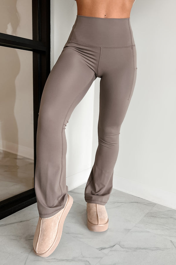 Mindful Movement Flared Pocket Leggings (Truffle) - NanaMacs