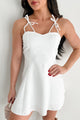 Lowkey Luxe Embellished Strap Mini Dress (White) - NanaMacs