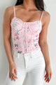 Blooming Allure Padded Floral Corset Top (Pink)