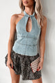 Heartbreak Hottie Denim Halter Top (Denim) - NanaMacs