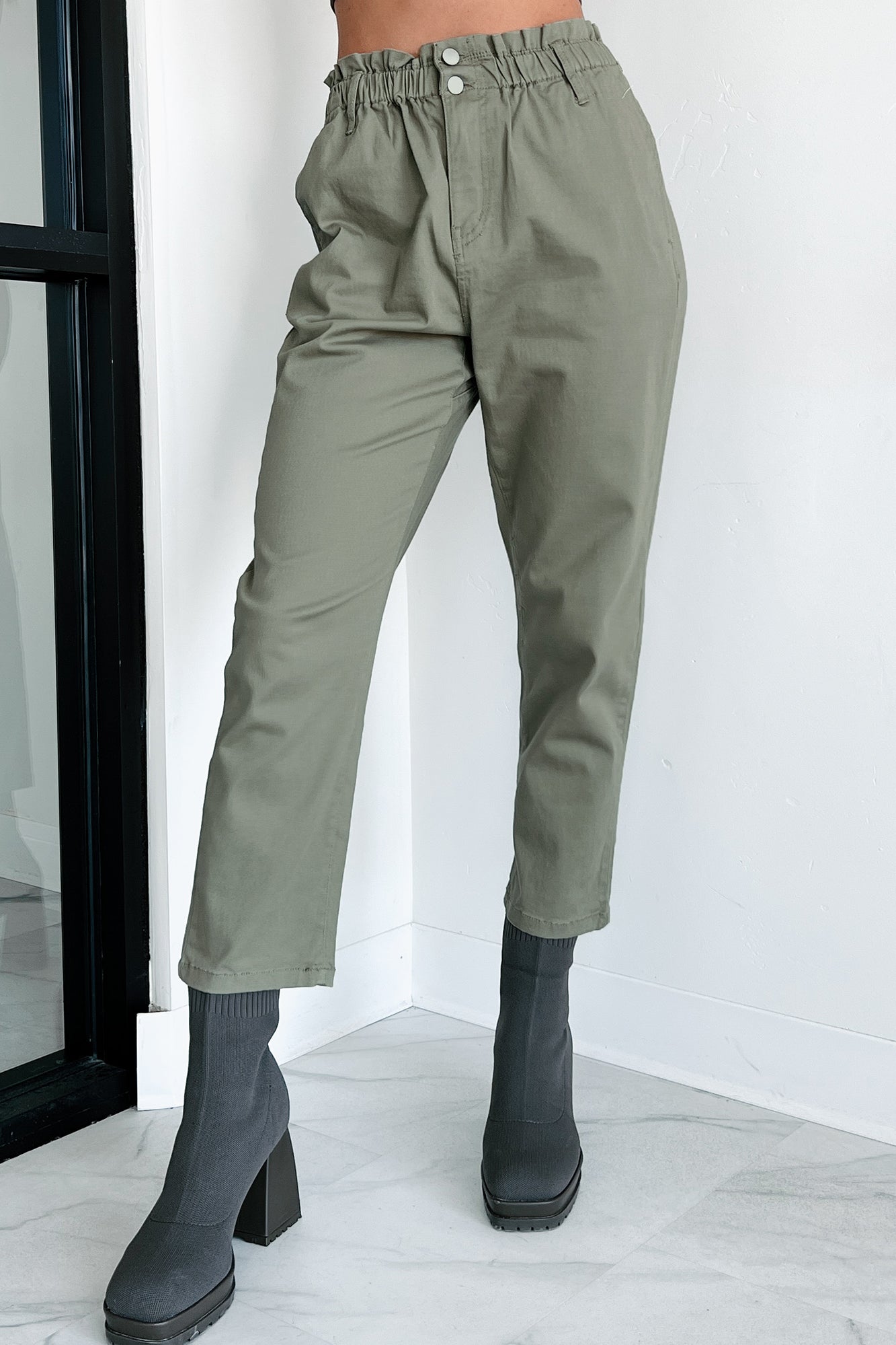 Just The Facts Paper Bag Pants (Olive) - NanaMacs