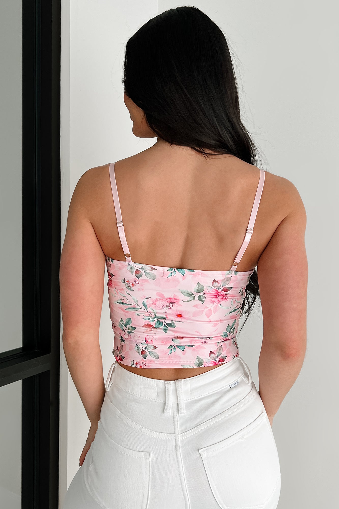 Blooming Allure Padded Floral Corset Top (Pink) - NanaMacs