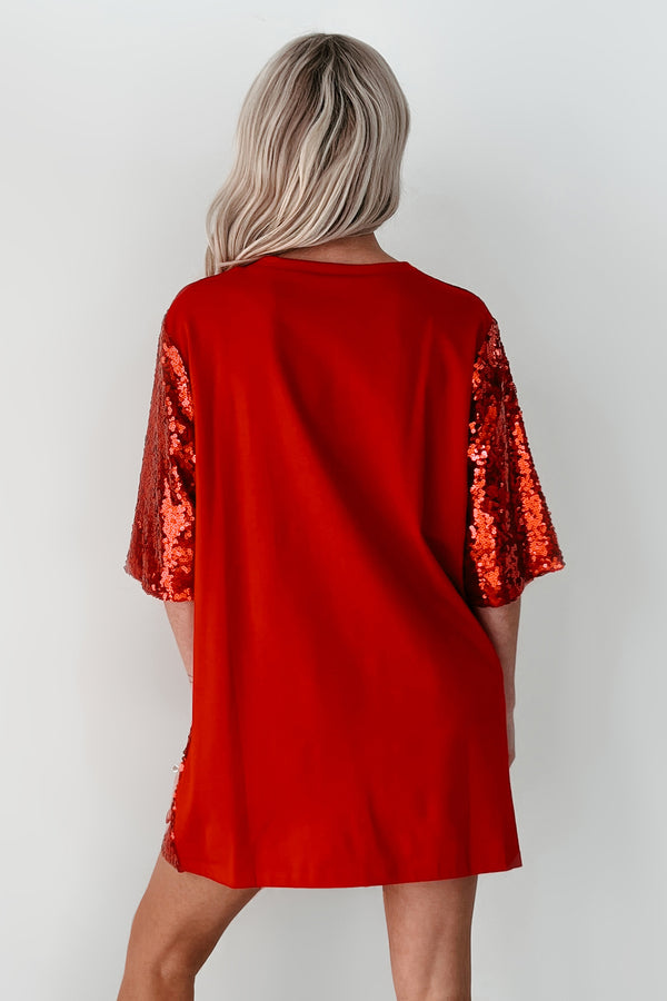 My Valentine Moto Sequin Mini Dress (Red) - NanaMacs