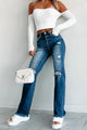 Tamren High Rise Distressed Risen Straight Leg Jeans  (Dark) - NanaMacs