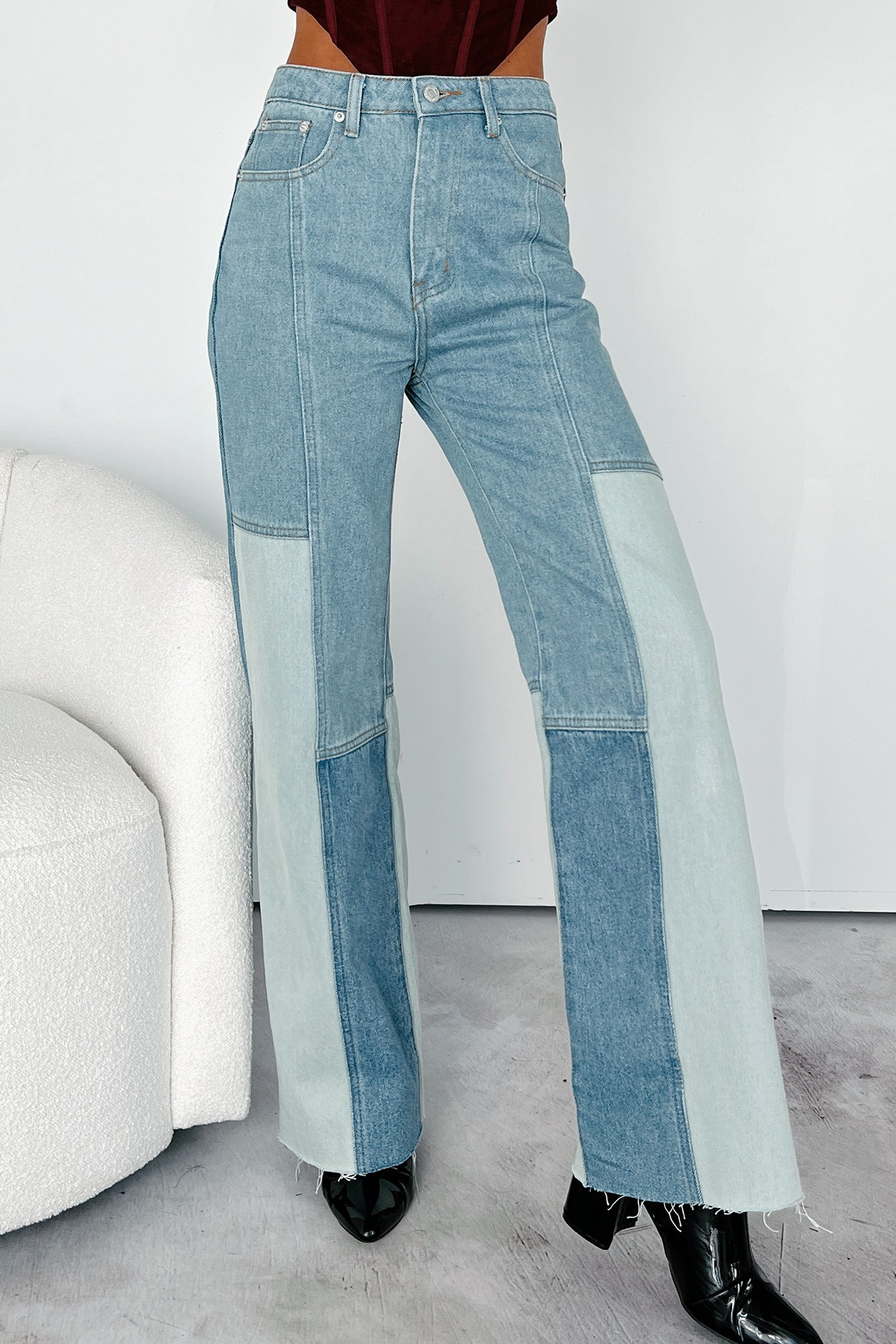 Fueled By Art High Rise Colorblock Jeans (Denim Multi) · NanaMacs