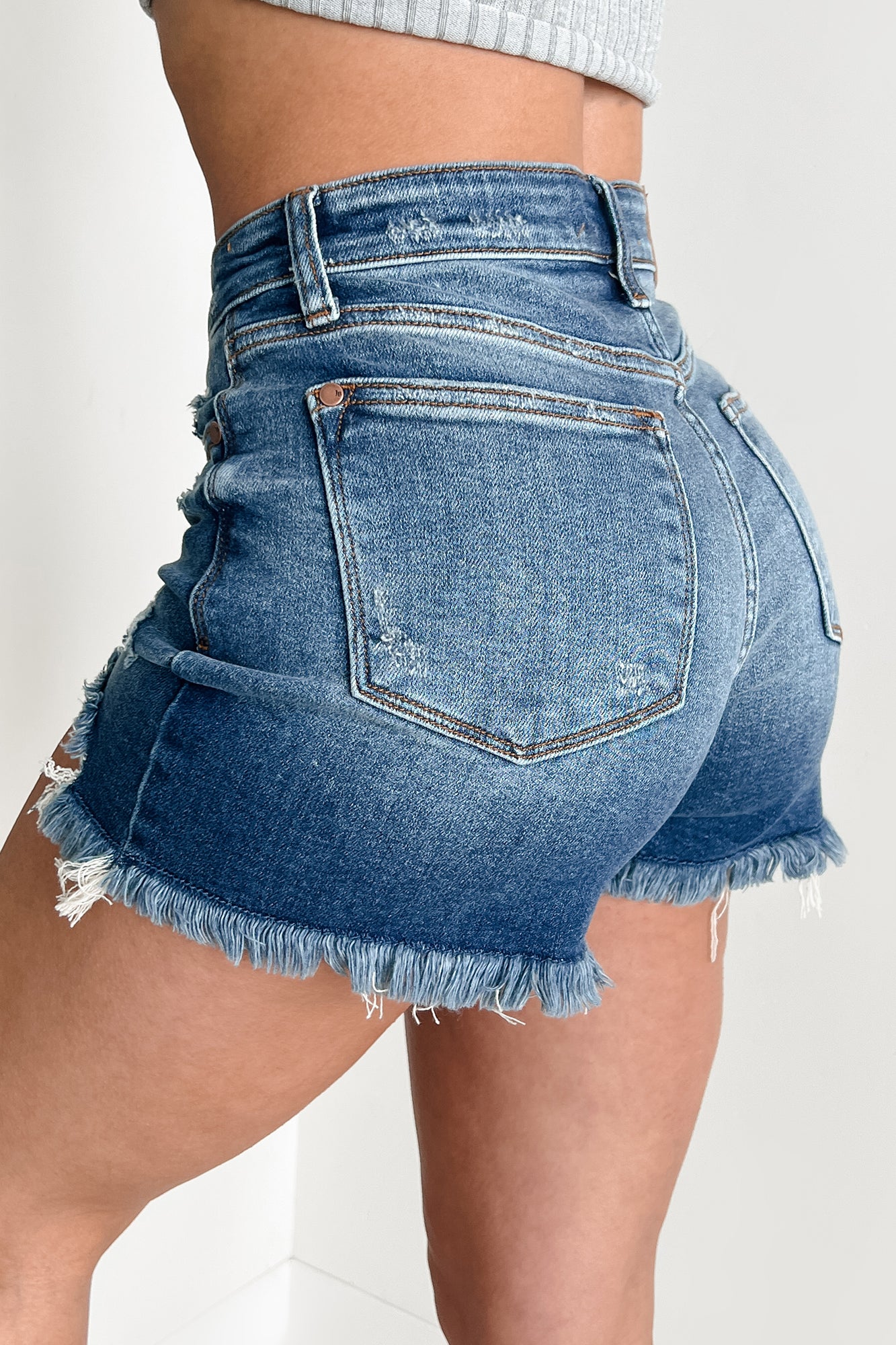 Rex Mid Rise Distressed Judy Blue Shorts (Medium) - NanaMacs