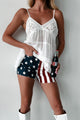 Independence Forever American Flag Print Judy Blue Shorts (Red/Blue/Ivory) - NanaMacs
