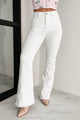 Bold In Spring Risen Tummy Control Frayed Hem Bootcut Jeans (White)