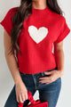 Heartfelt Emotions Short Sleeve Sweater (Red/White) - NanaMacs