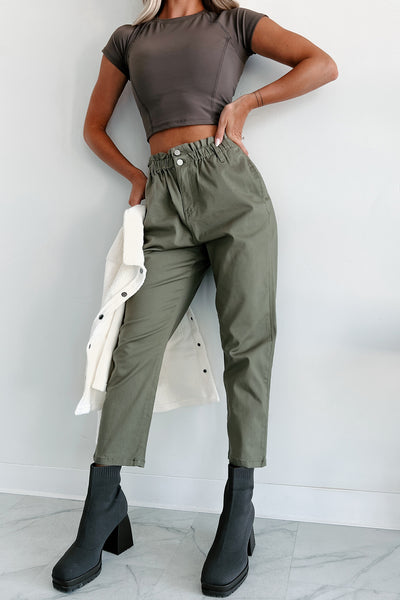 Just The Facts Paper Bag Pants (Olive) - NanaMacs