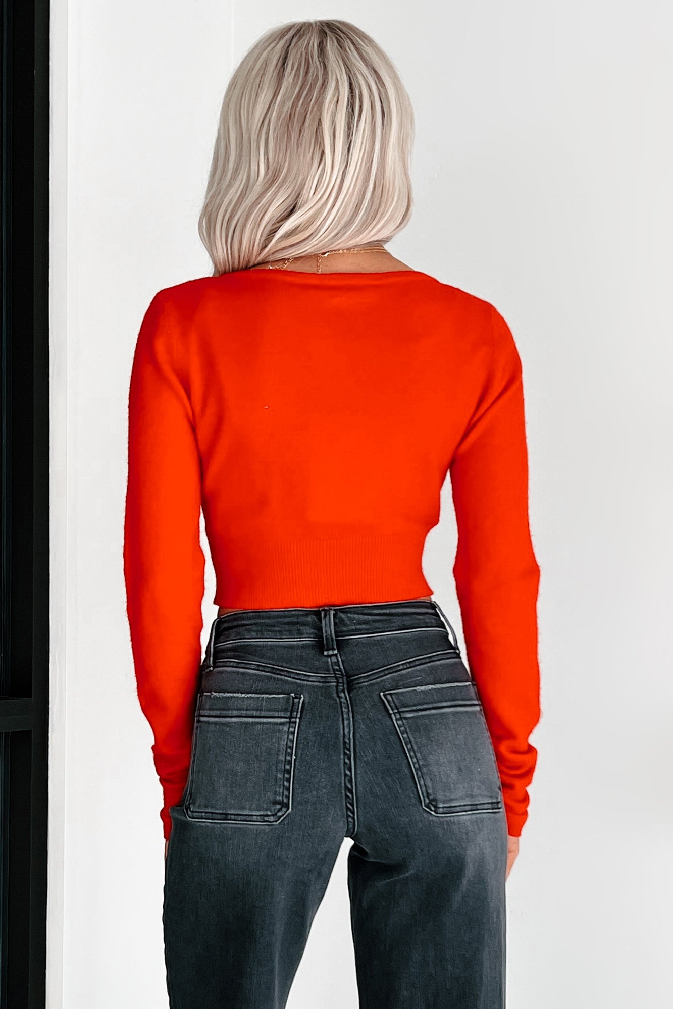 Autumn Attitude Cashmere Blend Crop Sweater (Red) - NanaMacs