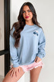 "Let's Escape" Double-Sided Graphic Sweatshirt (Dusty Blue)