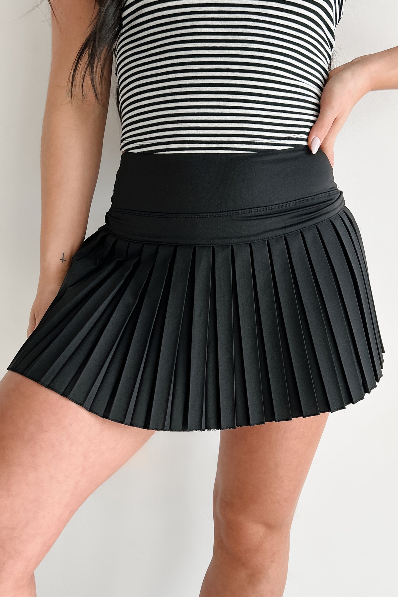 Play Like A Pro High Rise Pleated Tennis Skirt (Black) - NanaMacs