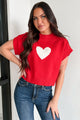 Heartfelt Emotions Short Sleeve Sweater (Red/White) - NanaMacs