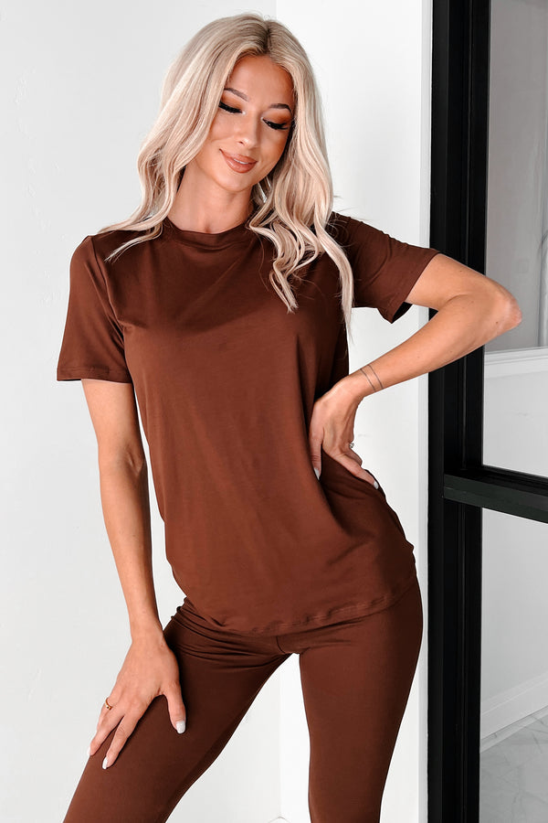 Zayne Buttery Soft T-Shirt & Leggings Set (Espresso) - NanaMacs