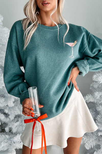 Martinis And Memories Double-Sided Graphic Sweatshirt (Silver Pine) - NanaMacs