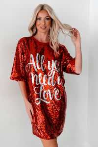 My Valentine Moto Sequin Mini Dress (Red) - NanaMacs