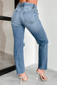 Tyne High Rise Button-Fly Kancan Straight Leg Jeans (Medium) - NanaMacs