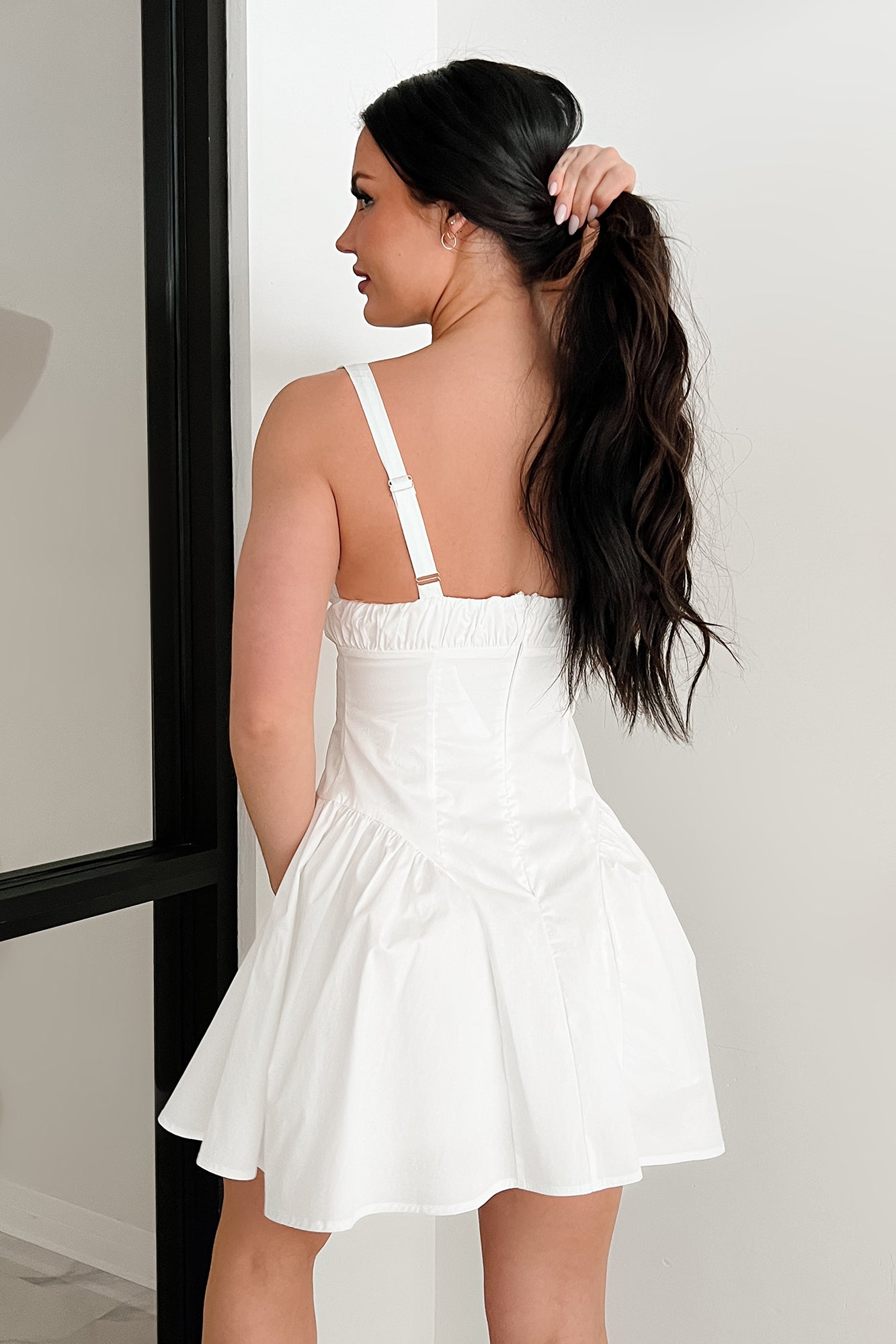 Women's Glow From Within Fit & Flare V-Neck Mini Dress in White